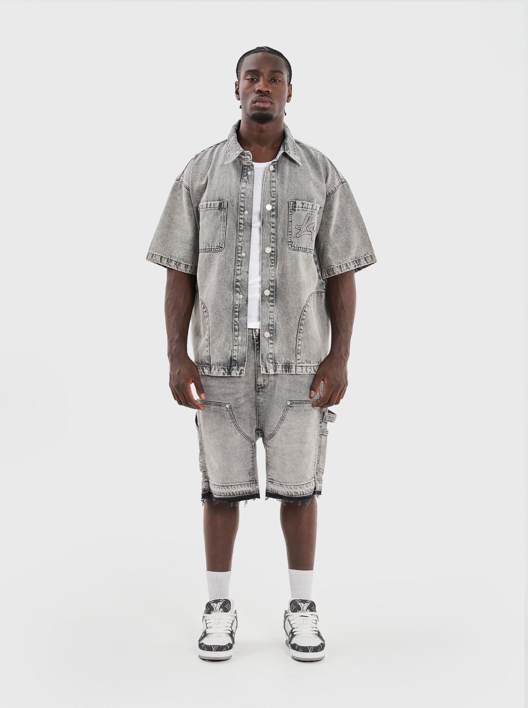 DENIM OVER-SHIRT - GREY