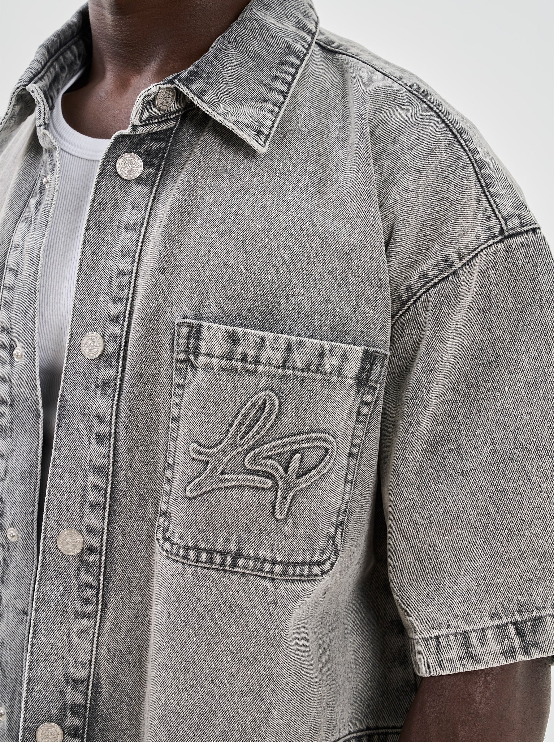 DENIM OVER-SHIRT - GREY