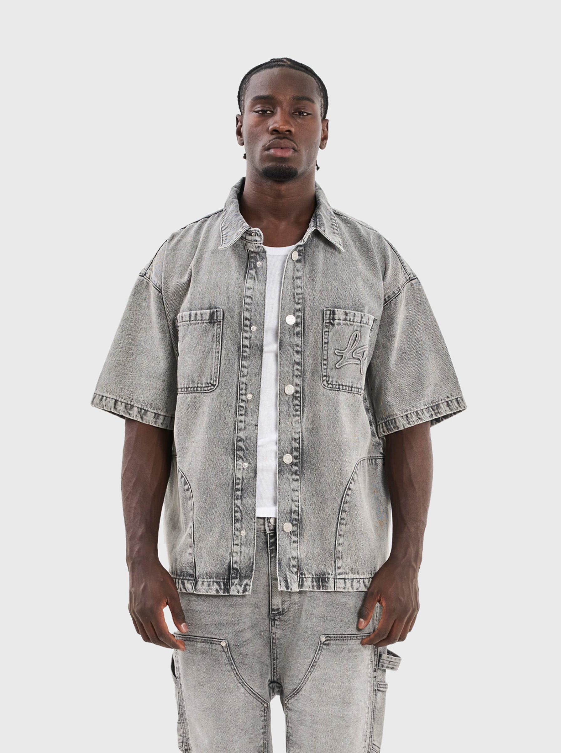 DENIM OVER-SHIRT - GREY