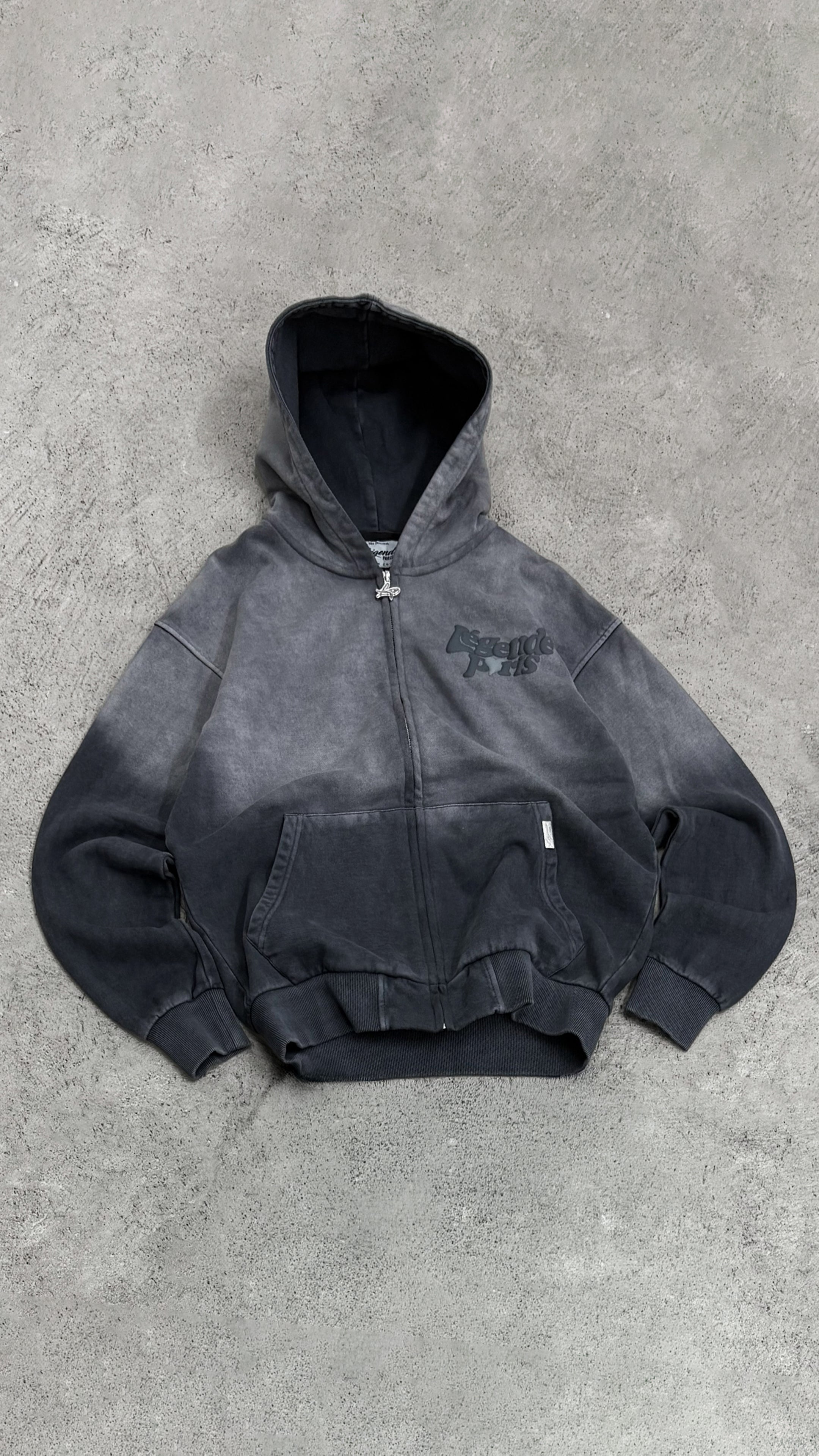 LND GRADIENT HOOD - CHARCOAL WASHED