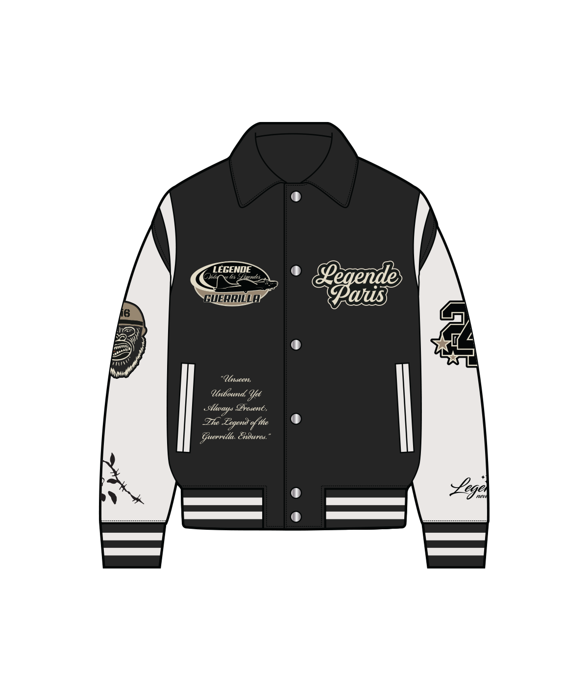 LP GUERRILLA VARSITY JACKET - BLACK