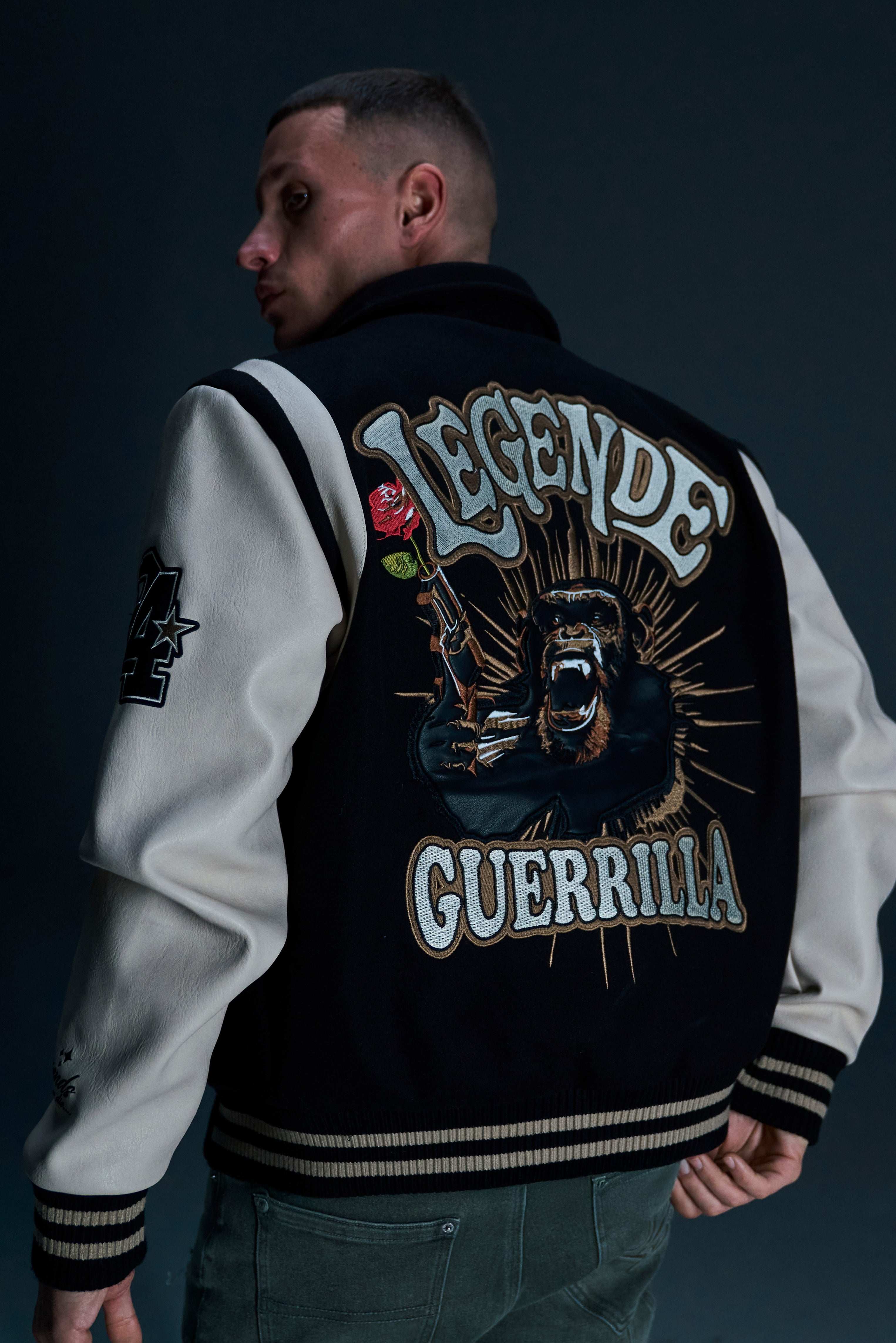 LP GUERRILLA VARSITY JACKET - BLACK