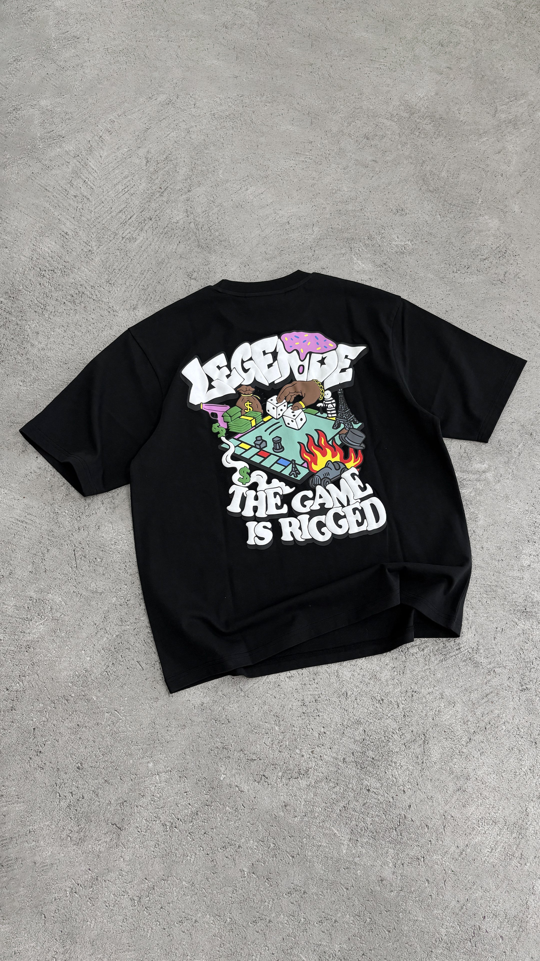 GAME IS RIGGED T-SHIRT - BLACK
