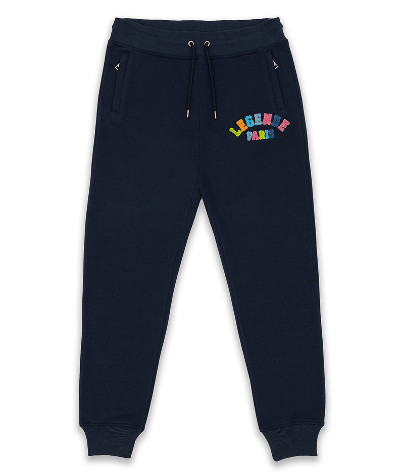 CHENILLE TRACK PANTS - NAVY/CANDY